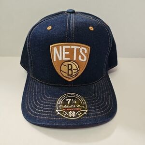 Brooklyn Nets Mitchell & Ness Denim Hi Crown Fitted Hat Cap Men's 7-1/4 NEW